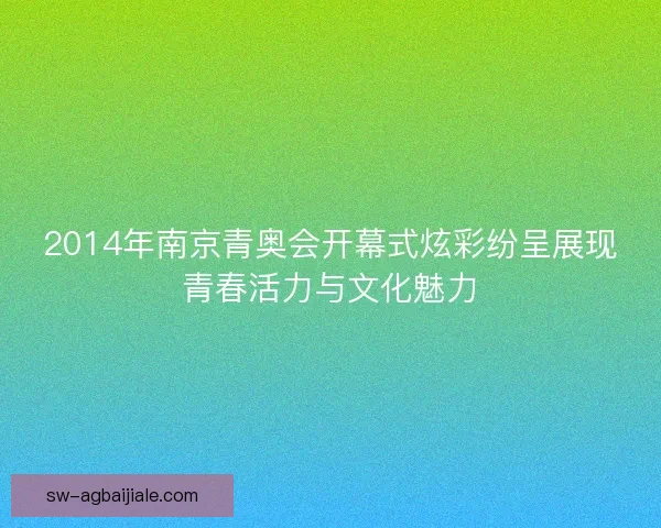 2014年南京青奥会开幕式炫彩纷呈展现青春活力与文化魅力